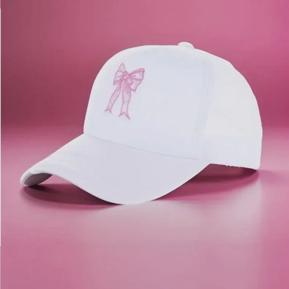 COQUETTE RIBBON BOW EMBROIDERY TRUCKER HAT - Picture 2 of 6